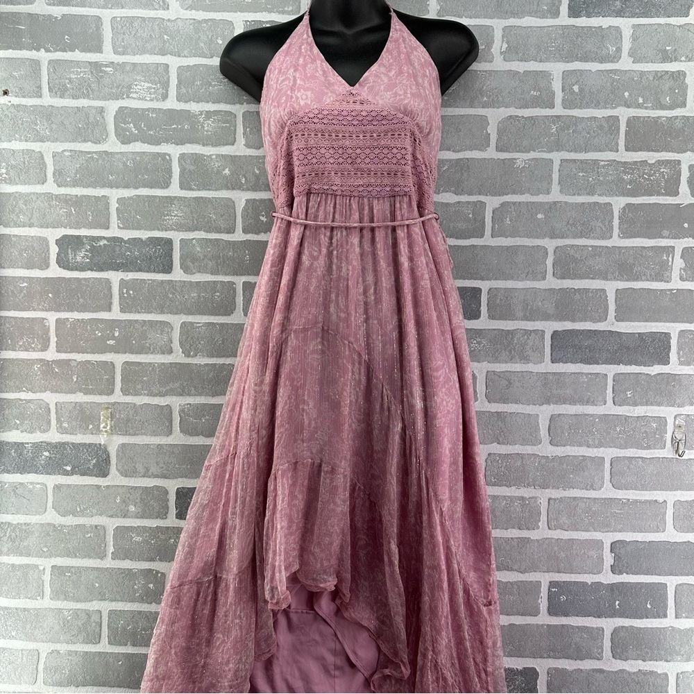 Tularosa‎ Brooks Dress Lilac Toile Floral Asymmetrical Hem Dress Size Medium